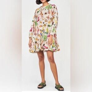 Rhode Resort Ella Pleated Jungle Print Mini‎ Dress - M